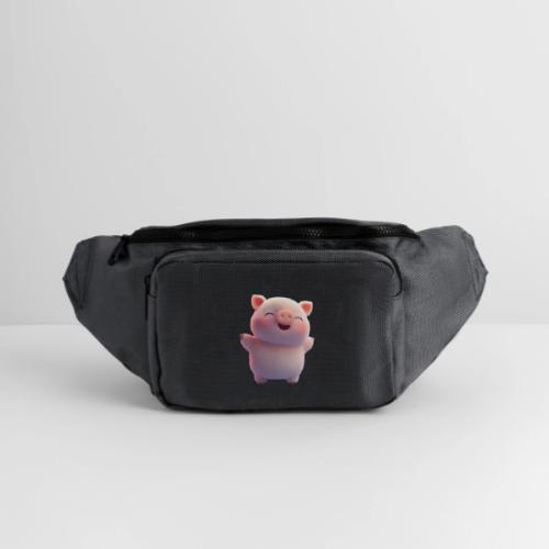 Cute Cartoon Baby Pig Standing Arms Up - Large Crossbody Hip Bag 