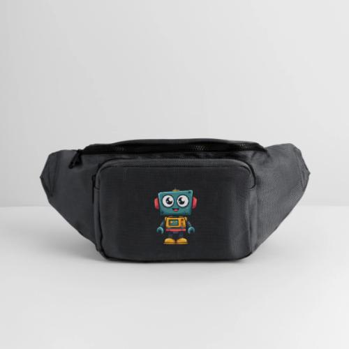 Cute Cartoon Robot Standing with a Smile - Large Crossbody Hip Bag 