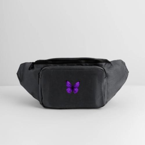Neon Purple Butterfly - Large Crossbody Hip Bag 