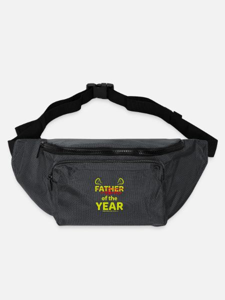 Shrek Design With Quote Father Of The Year Funny - Large Crossbody Hip Bag  - charcoal gray