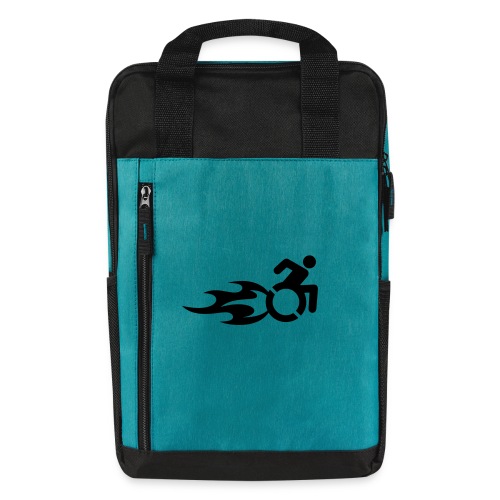 Fast wheelchair user with flames # - Laptop Backpack