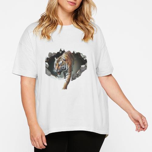 Fashion Design Tiger Coming Out, Wild Feline Tiger - Women's Hi-Lo Tee