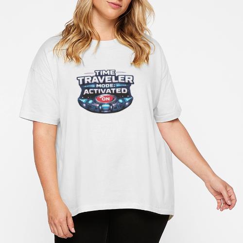 Time Traveler Mode – Futuristic Neon Sci-Fi Tee - Women's Hi-Lo Tee