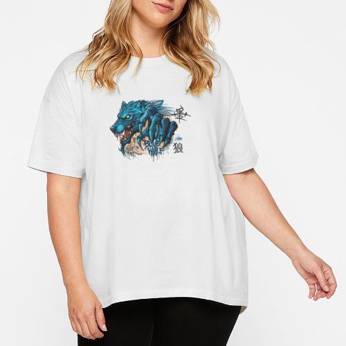 Blue Wolf Graffiti Street Art - Women's Hi-Lo Tee