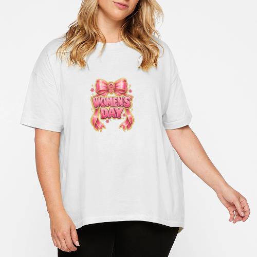 Cute Pink Bow Women’s Day Feminist Symbol - Women's Hi-Lo Tee