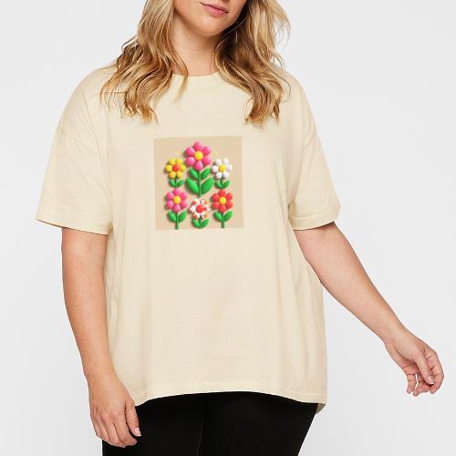 3D Flowers and Butterflies in Amber, Floral Design - Women's Hi-Lo Tee