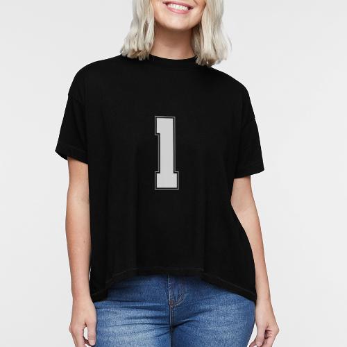 White Number 1 – Varsity Font - Women's Hi-Lo Tee