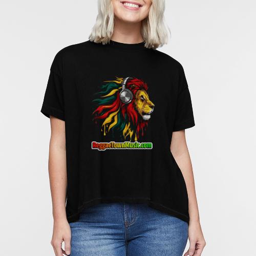 Reggae Music Radio Lion Head Soundwaves design - Women's Hi-Lo Tee