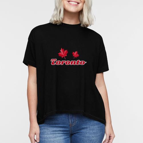 Toronto with two red maple leaves - Women's Hi-Lo Tee