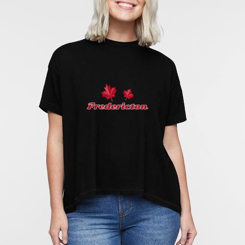 Fredericton with two red maple leaves - Women's Hi-Lo Tee