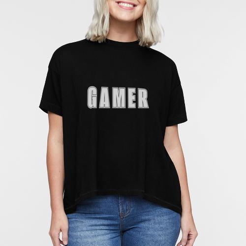 Gamer Collegiate White Text Design - Women's Hi-Lo Tee