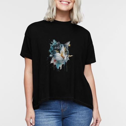 Watercolor cat face - Women's Hi-Lo Tee