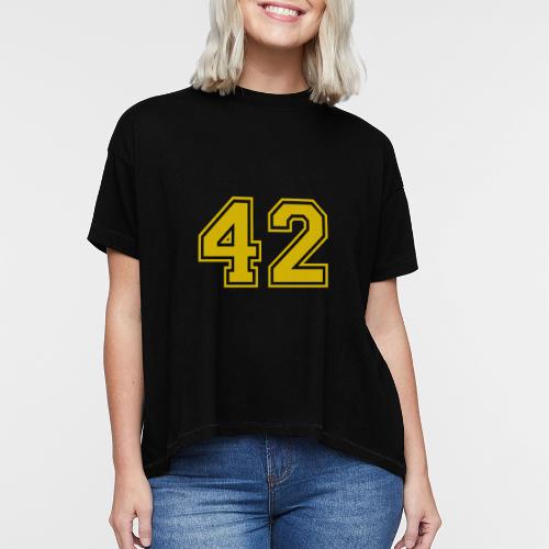 Number 42 in a classic athletic collegiate font - Women's Hi-Lo Tee