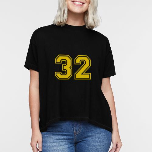 Number 32 in a classic athletic collegiate font - Women's Hi-Lo Tee