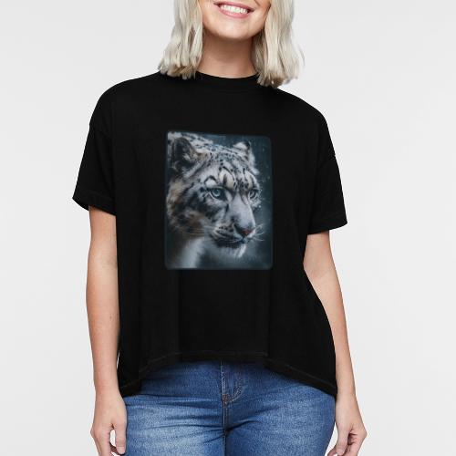 Snow Leopard Blue Eyes Design - Women's Hi-Lo Tee