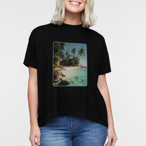 Serene Tropical Beach Floral Design - Women's Hi-Lo Tee