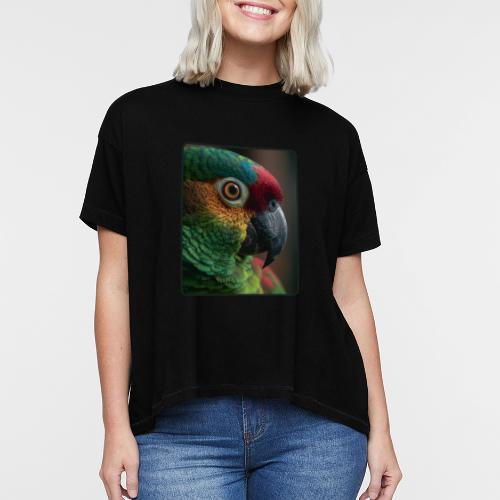 Colorful Parrot Close-Up Design - Women's Hi-Lo Tee