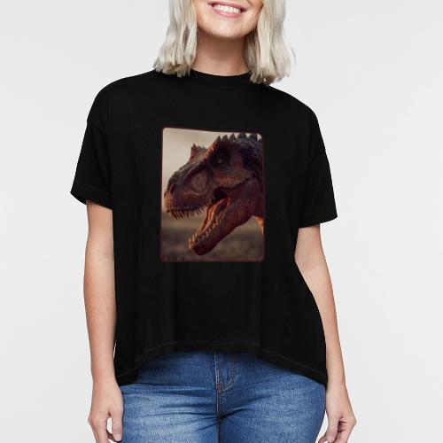 T Rex Roaring Close-Up Design - Women's Hi-Lo Tee