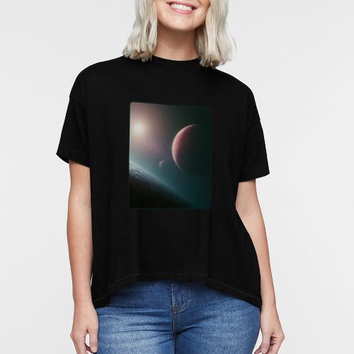 Deep Space Planet Horizon Art - Women's Hi-Lo Tee