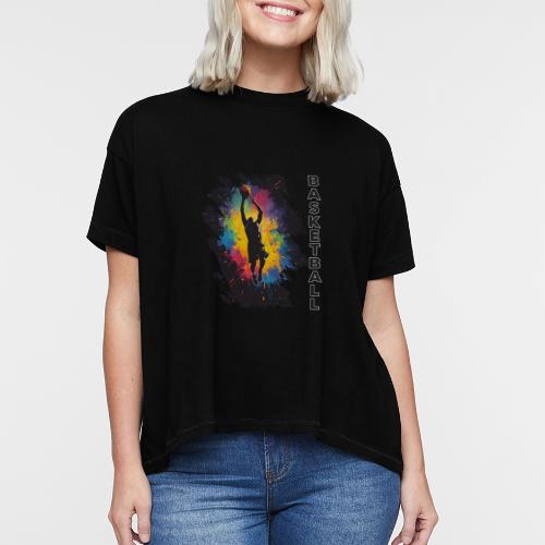High Energy Basketball Paint Splatter Art - Women's Hi-Lo Tee
