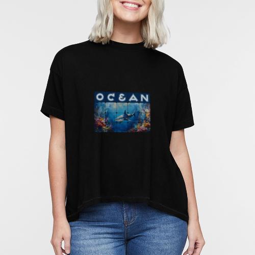 Ocean: Synthwave Shark - Women's Hi-Lo Tee