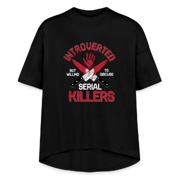 Willing To Discuss Serial Killers Murder Show True - Women's Hi-Lo Tee - black - Front