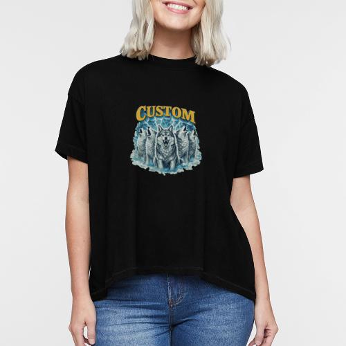 Custom Wolf Pack Howling Moon Vintage Wilderness - Women's Hi-Lo Tee