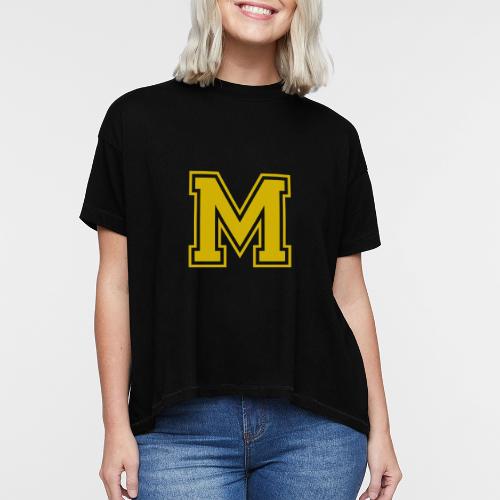Letter M – Capital Athletic Alphabet Monogram - Women's Hi-Lo Tee