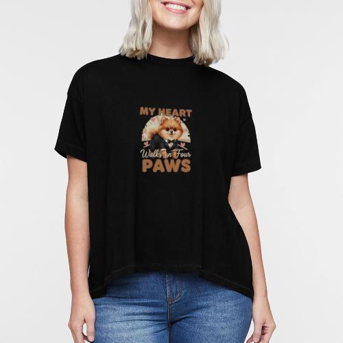 My Heart Walks on Four Paws – Pomeranian tee - Women's Hi-Lo Tee