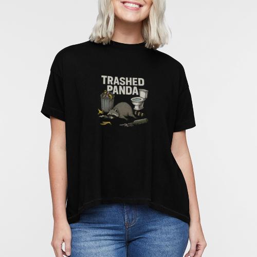 Trashed Panda – Funny Drunk Raccoon Cartoon - Women's Hi-Lo Tee
