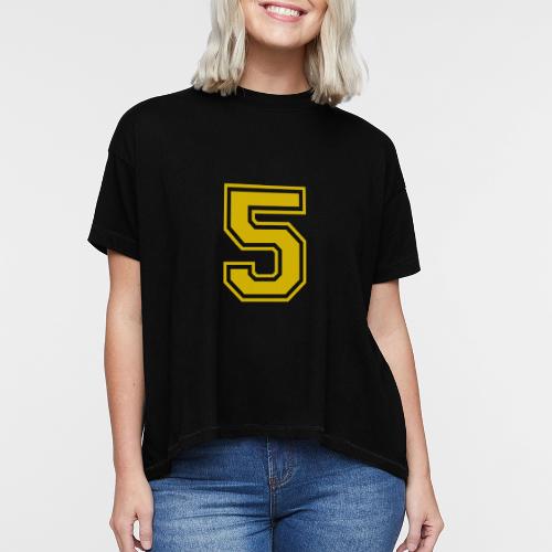 Number 5 in a classic athletic collegiate font - Women's Hi-Lo Tee