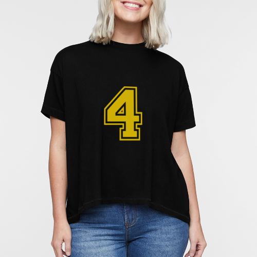 Number 4 in a classic athletic collegiate font - Women's Hi-Lo Tee
