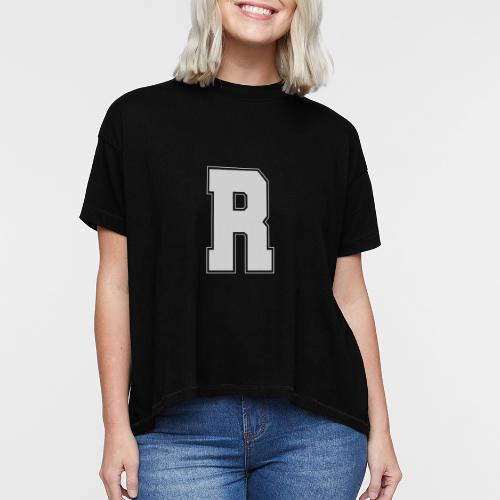 White Letter R – Varsity Alphabet Monogram - Women's Hi-Lo Tee