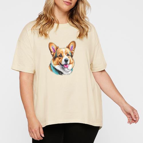 Corgi With a splash of blue - Women's Hi-Lo Tee