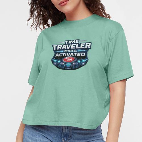 Time Traveler Mode – Futuristic Neon Sci-Fi Tee - Women's Boxy Tee