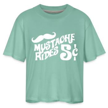 Mustache Rides Moustache Free Dirty Joke Humor Bea - Women's Boxy Tee - saltwater - Front