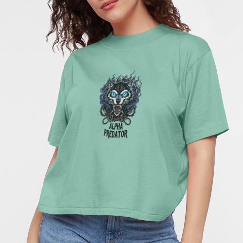 Alpha Predator Wolf Fierce Neon Eyes - Women's Boxy Tee