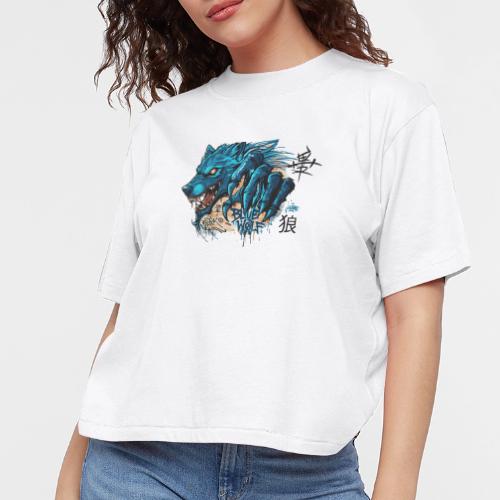 Blue Wolf Graffiti Street Art - Women's Boxy Tee