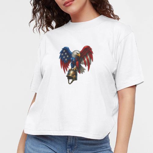 American Flag Bald Eagle - Helmet - Women's Boxy Tee