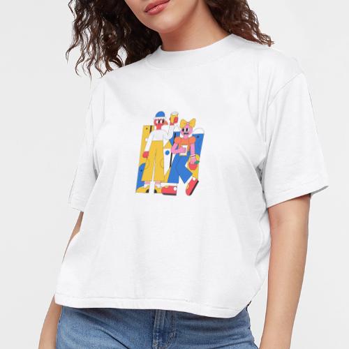 Bold Geometric Duo Pop Art - Women's Boxy Tee