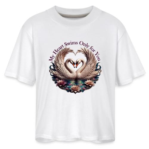 My Heart Swims Only for You Swan Heart T-Shirt - Women's Boxy Tee