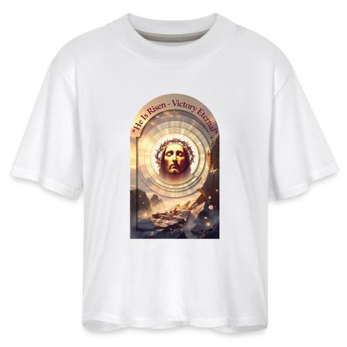 Easter He Is Risen Sacred Face T Shirt, wife Gift - Women's Boxy Tee