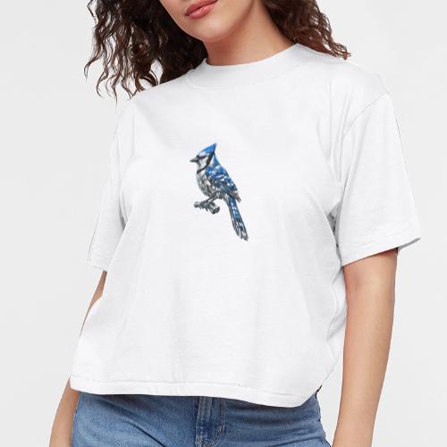 Silver Blue Jay on Perch - Women's Boxy Tee
