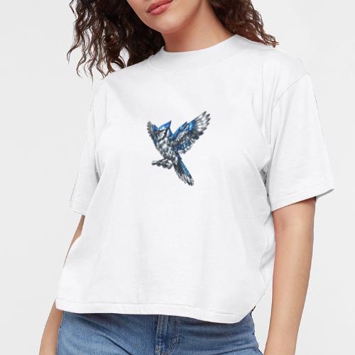 Silver Blue Jay Open Wing Perch - Women's Boxy Tee
