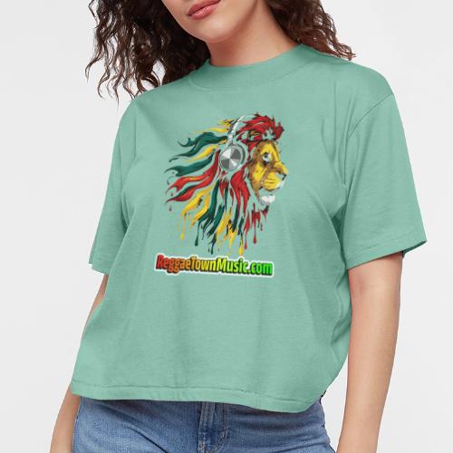 Reggae Music Radio Lion Head Soundwaves design - Women's Boxy Tee