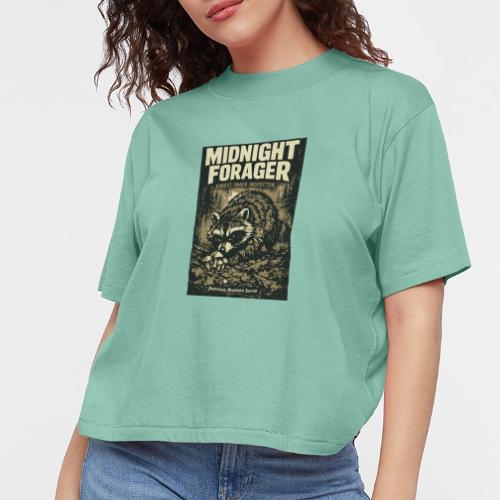 Midnight Forager Raccoon Mushroom Hunter - Women's Boxy Tee