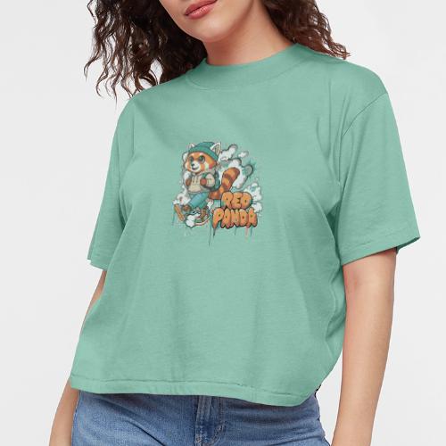 Red Panda Street Graffiti Vibes - Women's Boxy Tee