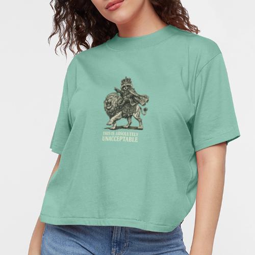 Funny Raccoon King Riding Lion Vintage Meme Art - Women's Boxy Tee