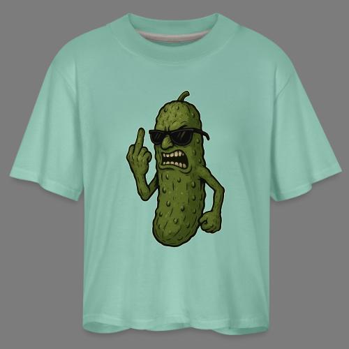 Angry Pickle Flipping the Bird - Women's Boxy Tee