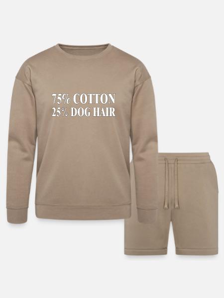 Dog Hair Cotton Blend Tee - Bella + Canvas Unisex Sweatshirt & Short Set - tan